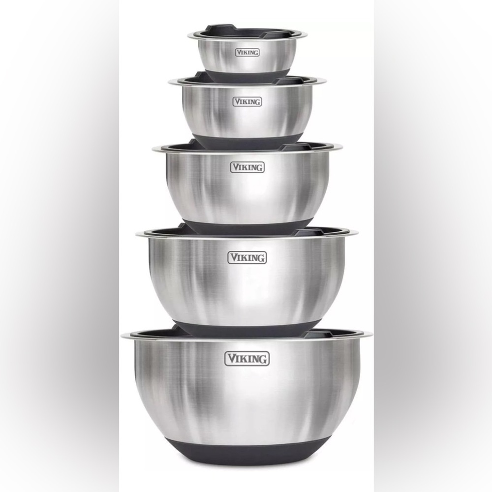 Viking 10-Piece Stainless Steel Mixing, Prep and Serving Bowl Set, Black
